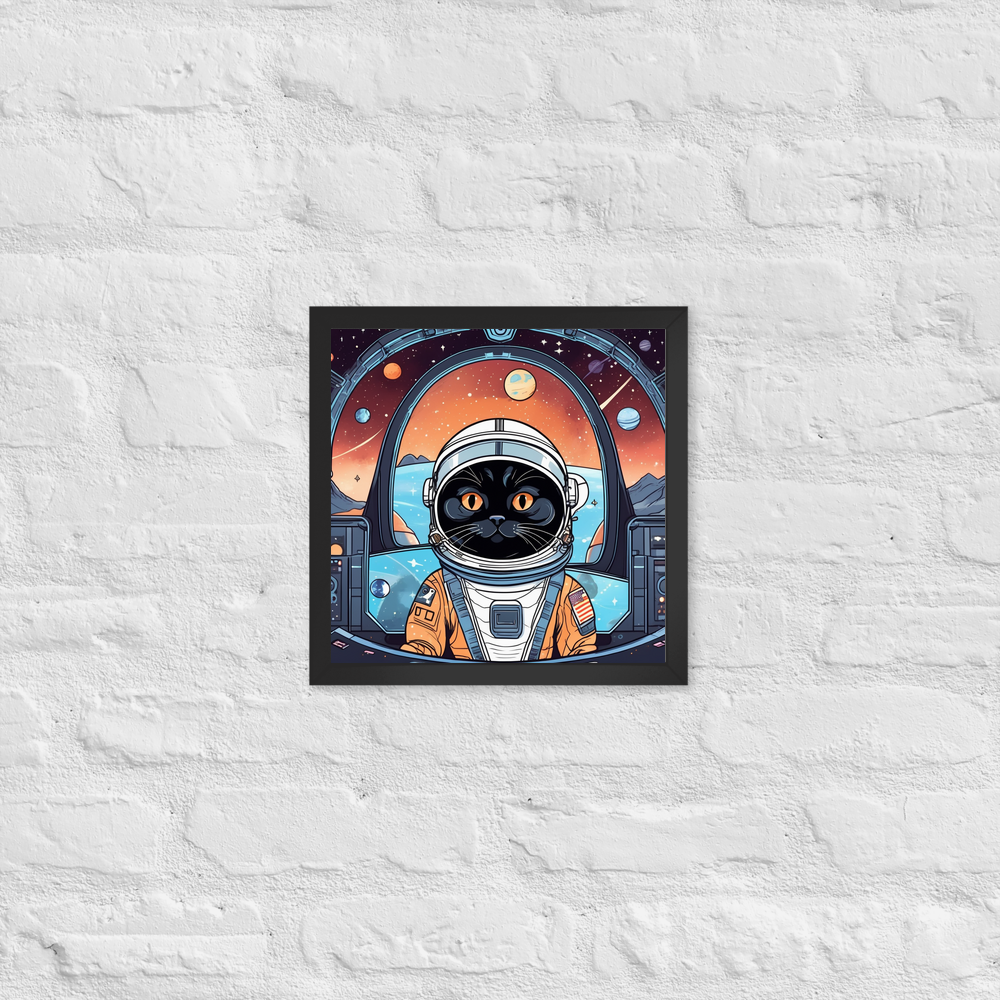 PugMug Custom Black Scottish Fold Cat Framed Print