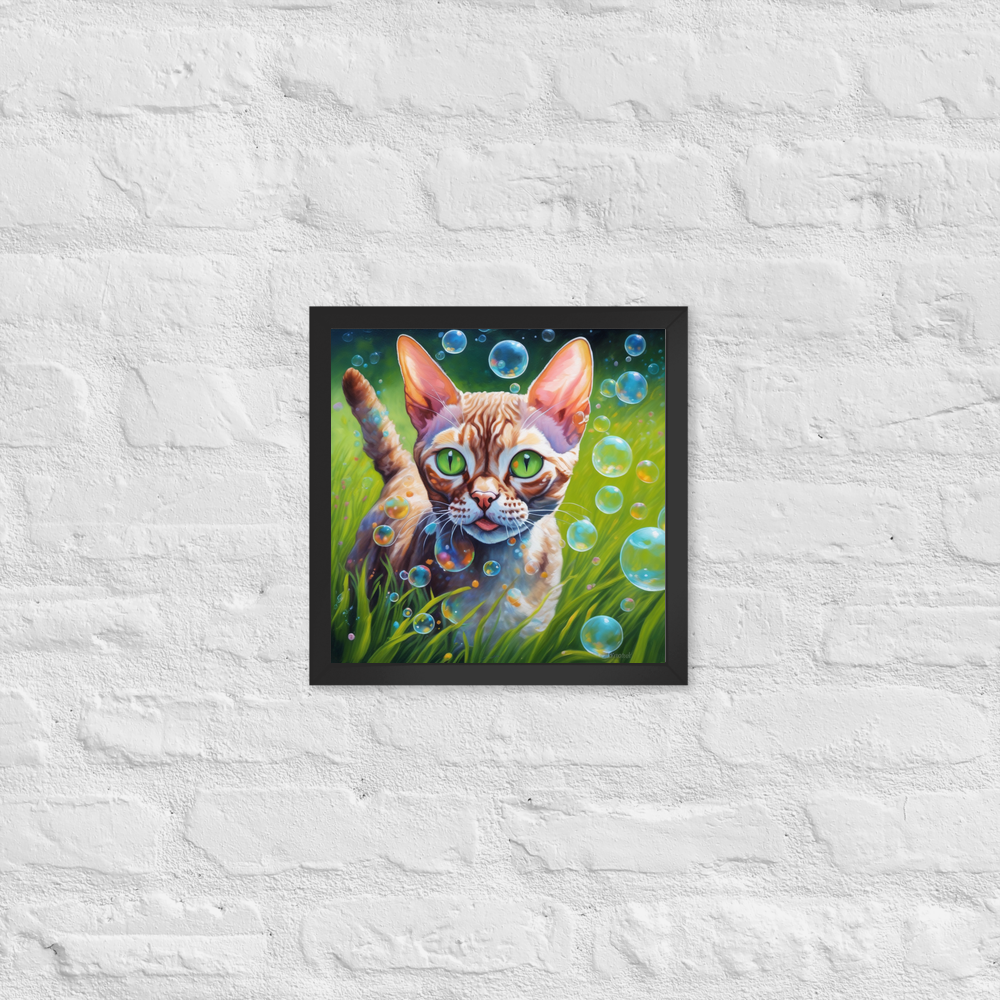 PugMug Custom Tabby Devon Rex Cat Framed Print