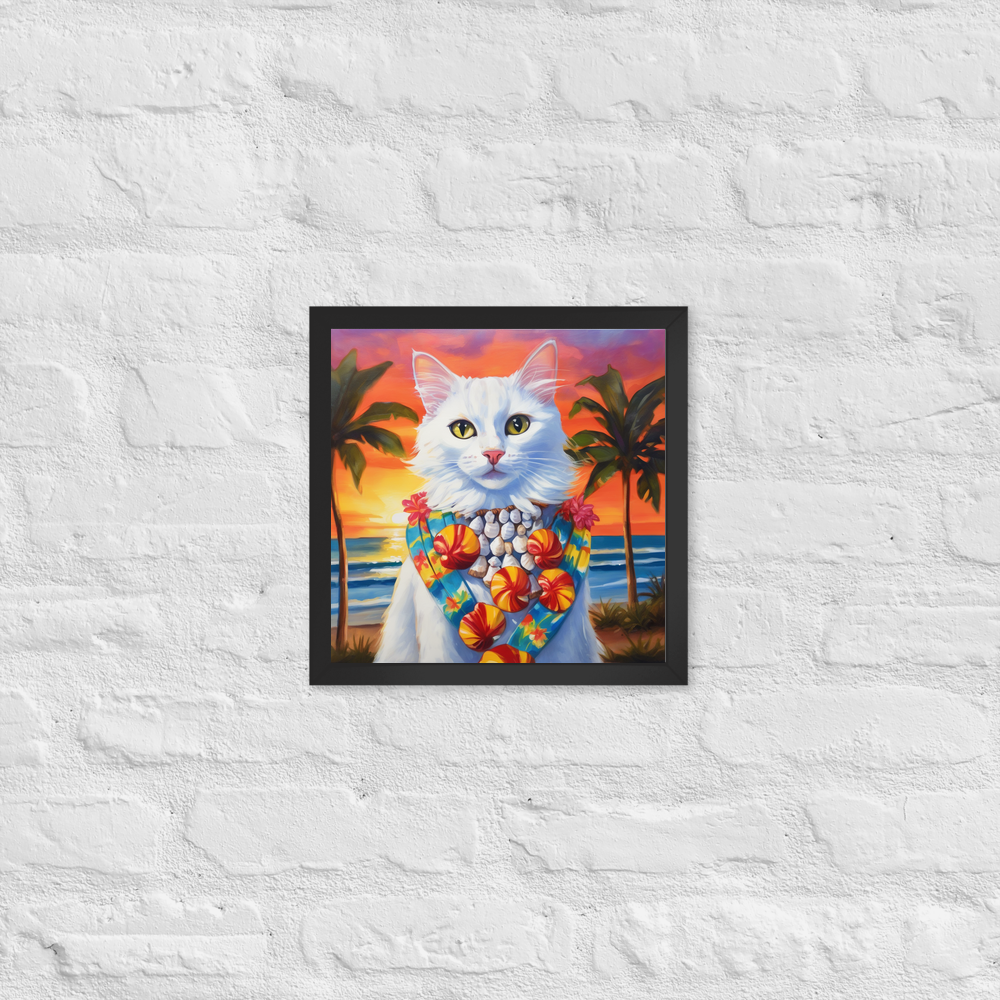 PugMug Custom White Companion Cat Framed Print