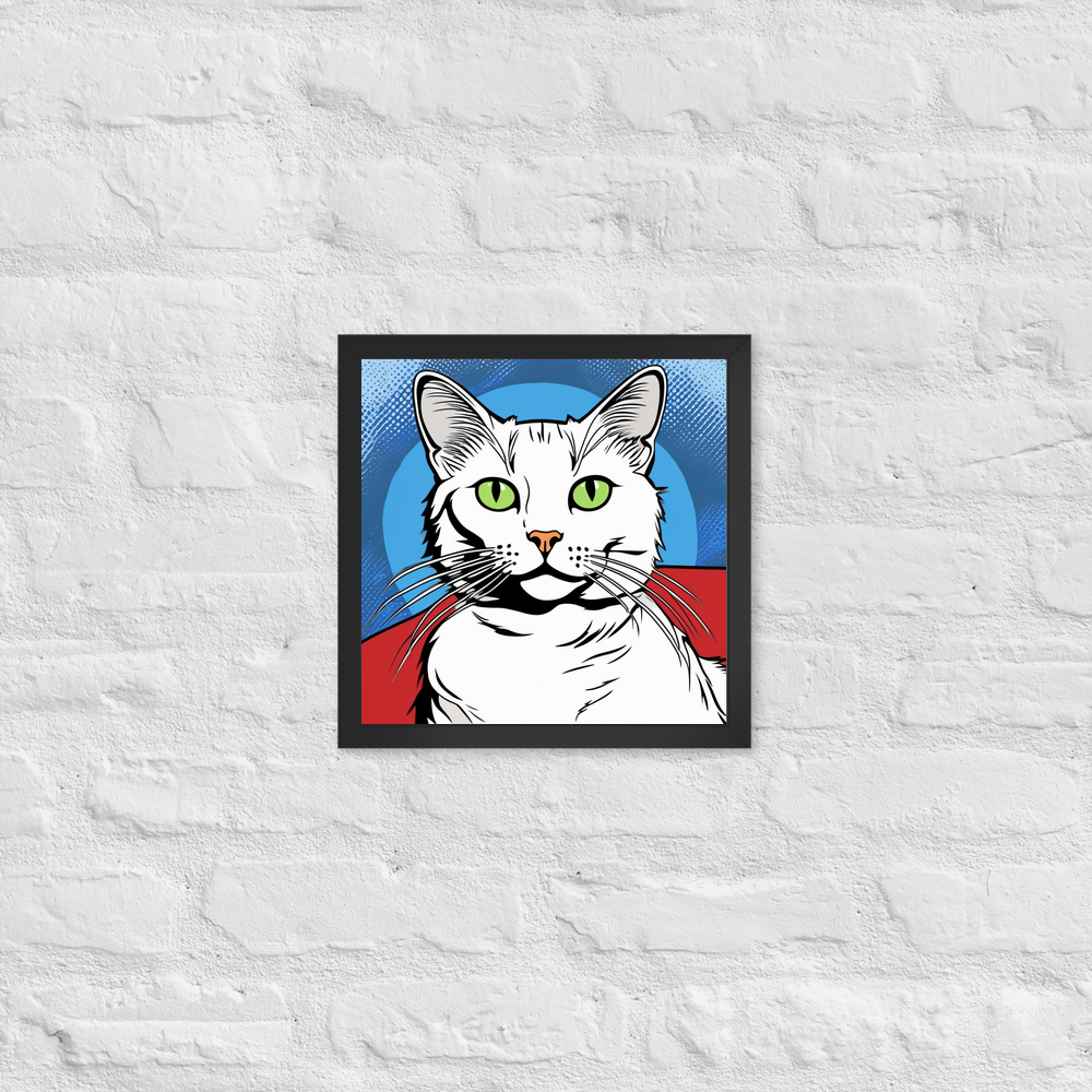 PugMug Custom White Companion Cat Framed Print