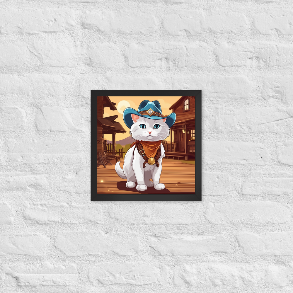 PugMug Custom White Companion Cat Framed Print