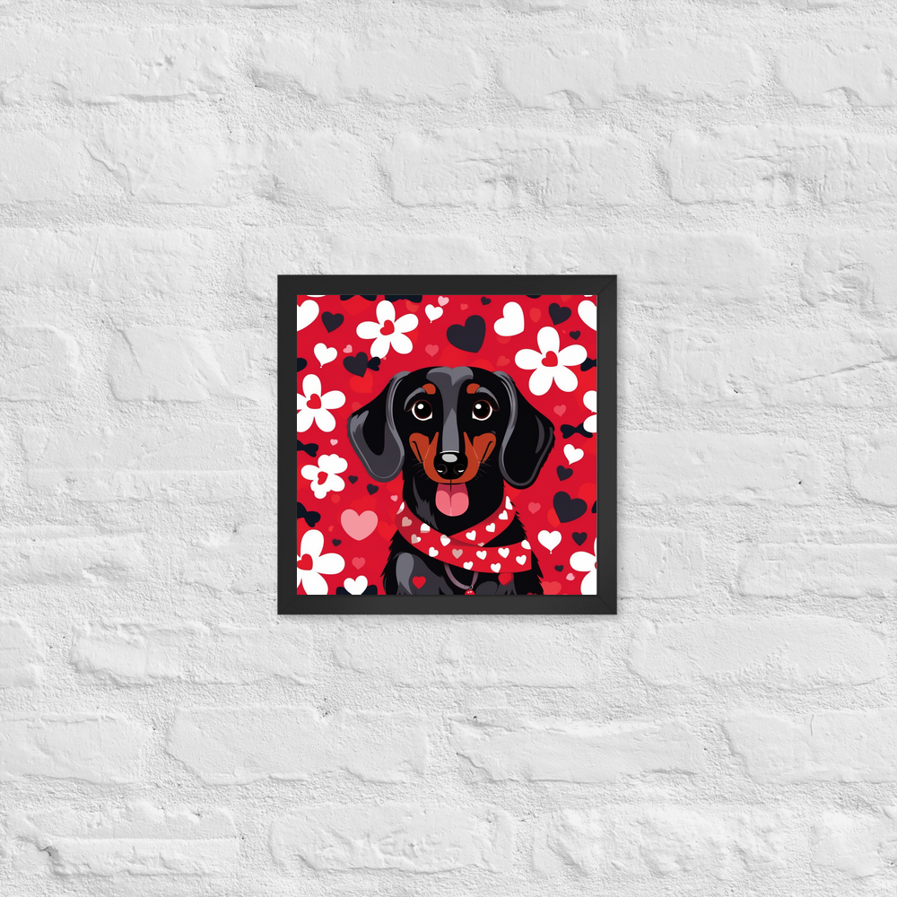 PugMug Custom Black Dachshund Framed Print