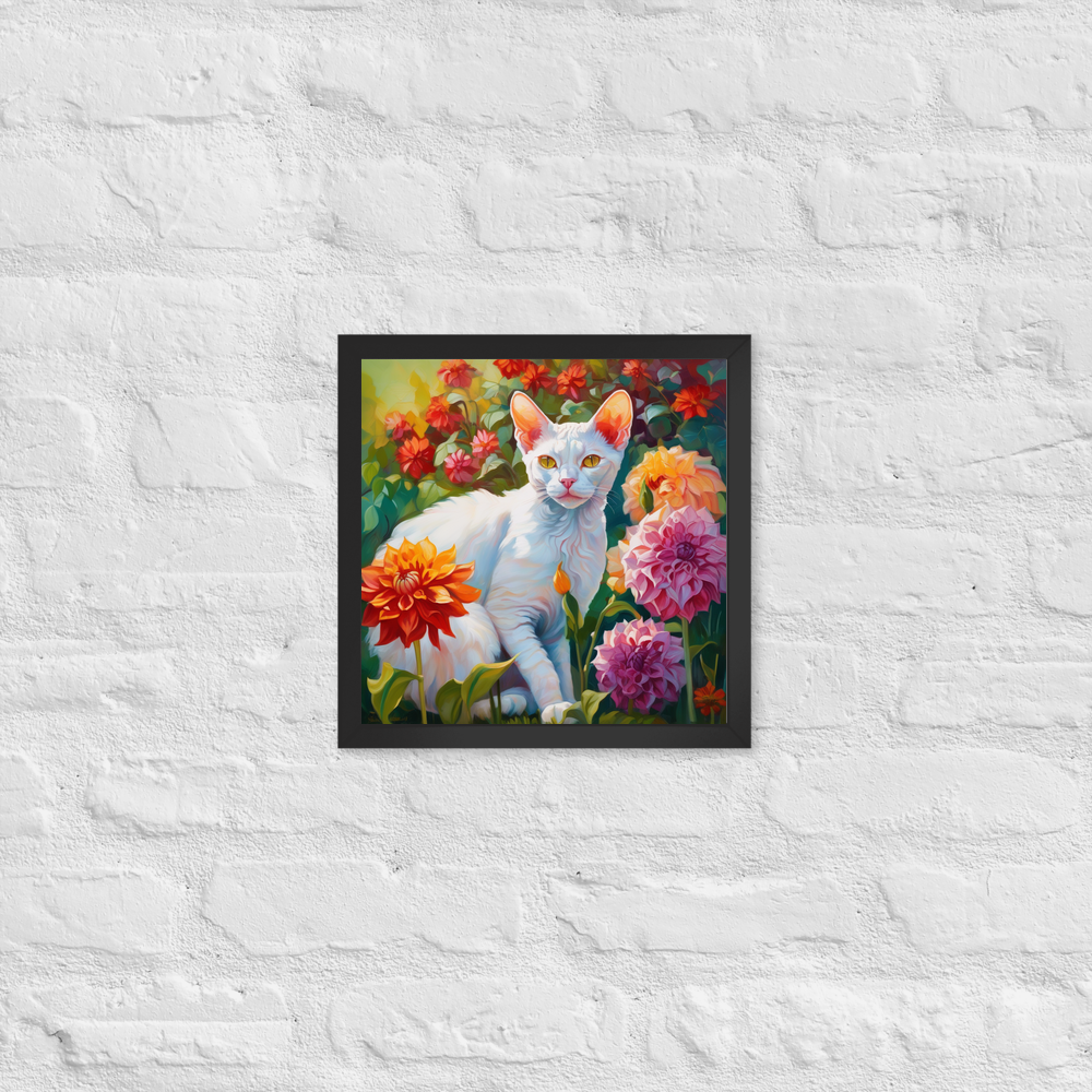 PugMug Custom White Devon Rex Cat Framed Print