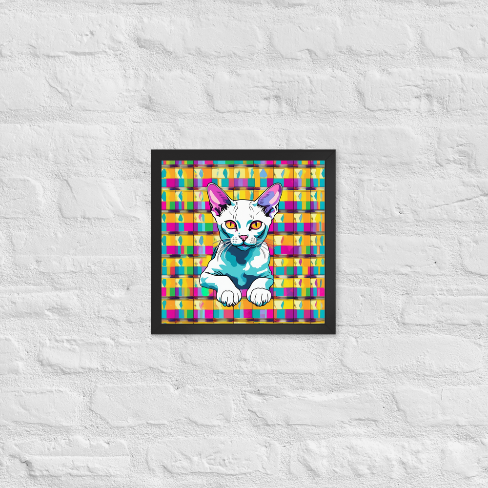 PugMug Custom White Devon Rex Cat Framed Print