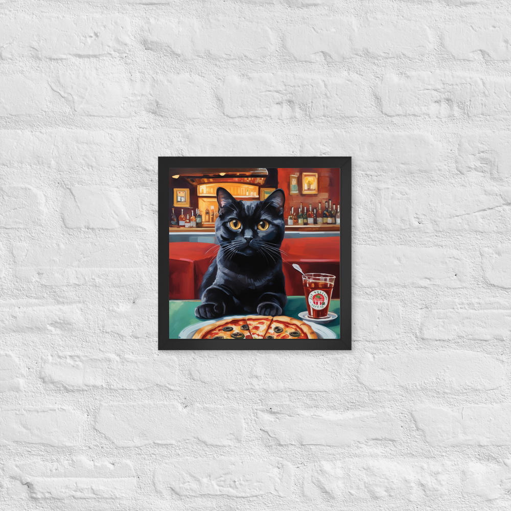 PugMug Custom Black Scottish Fold Cat Framed Print