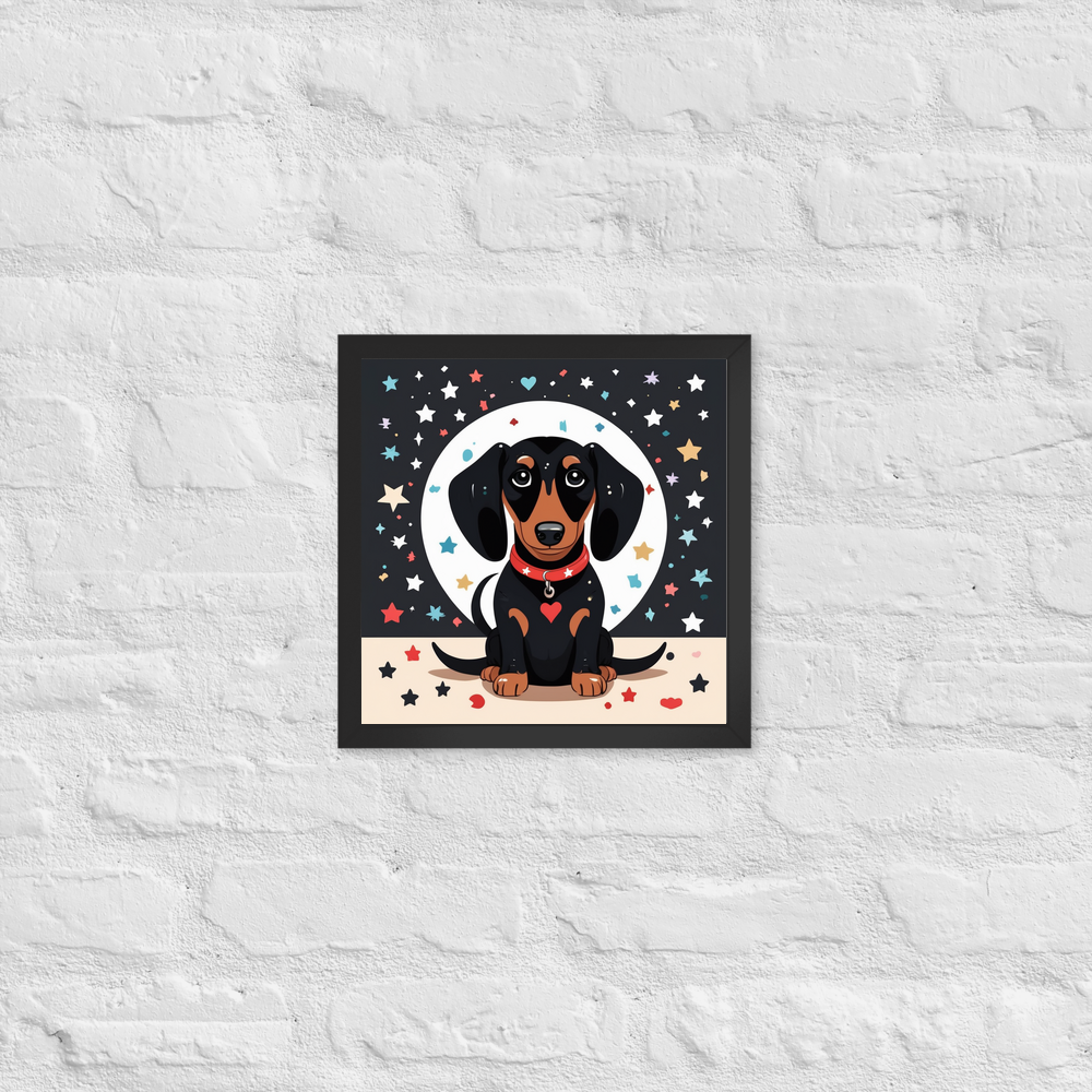 PugMug Custom Black Dachshund Framed Print