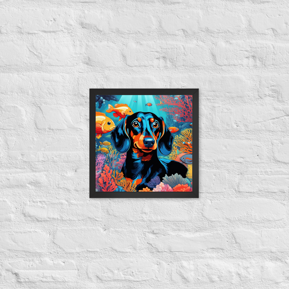PugMug Custom Black Dachshund Framed Print