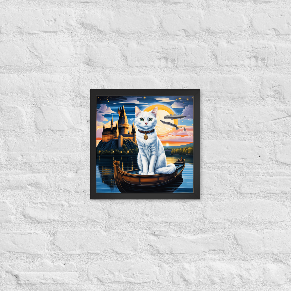 PugMug Custom White Companion Cat Framed Print