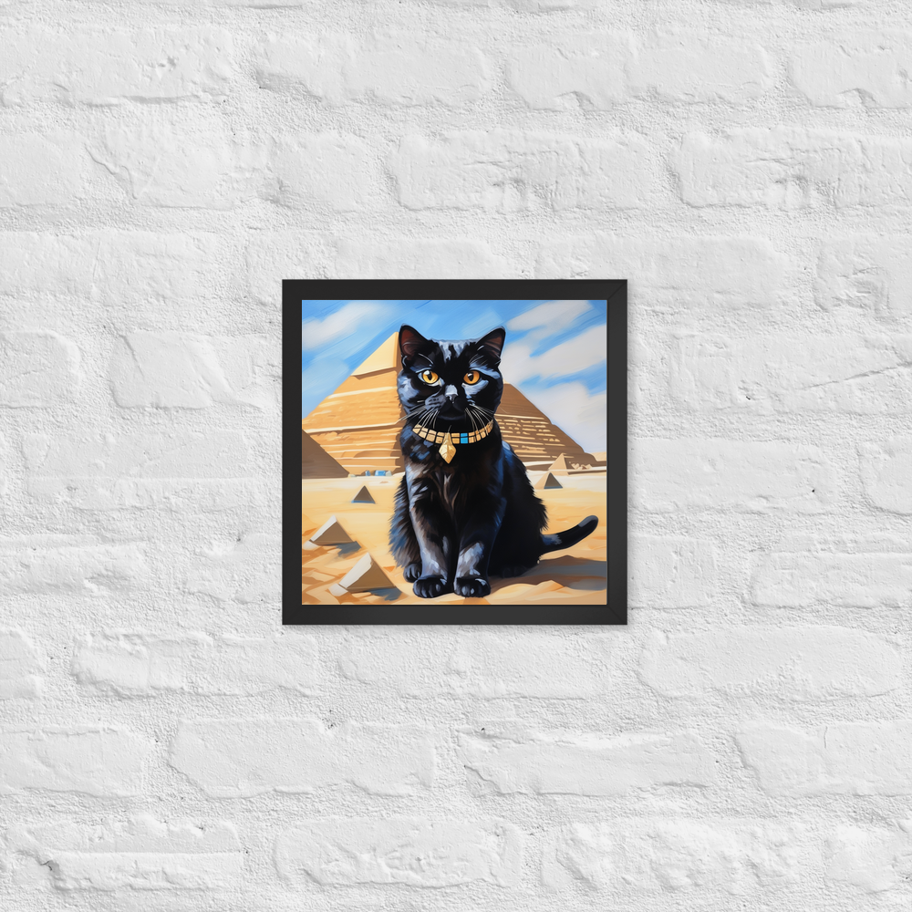 PugMug Custom Black Scottish Fold Cat Framed Print