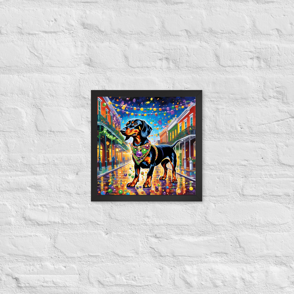 PugMug Custom Black Dachshund Framed Print