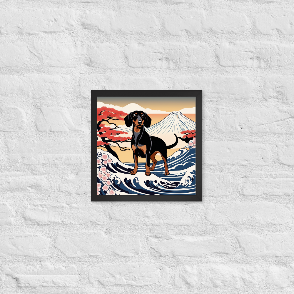 PugMug Custom Black Dachshund Framed Print