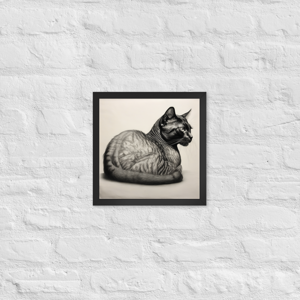 PugMug Custom Black Exotic Cat Framed Print