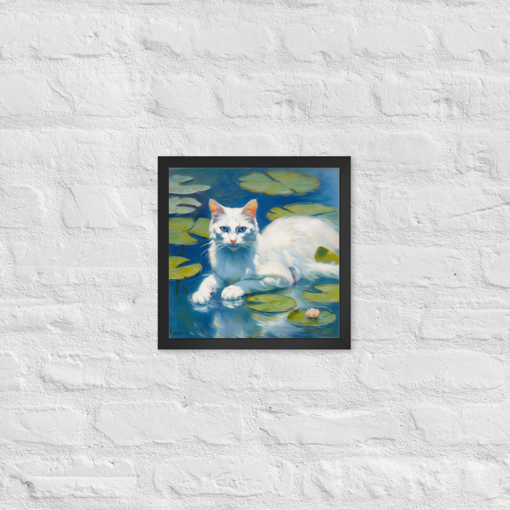 PugMug Custom White Companion Cat Framed Print