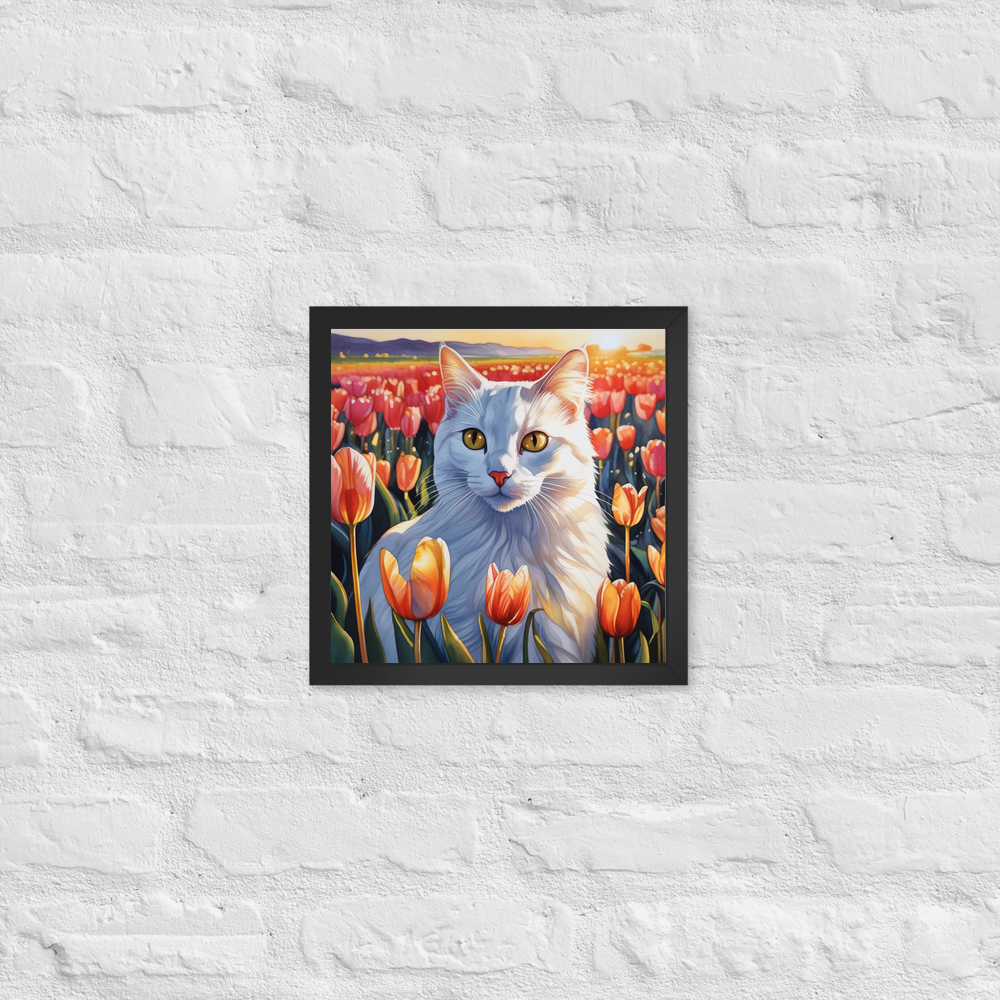 PugMug Custom White Companion Cat Framed Print