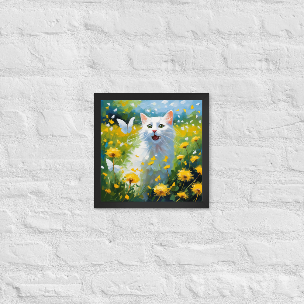 PugMug Custom White Companion Cat Framed Print