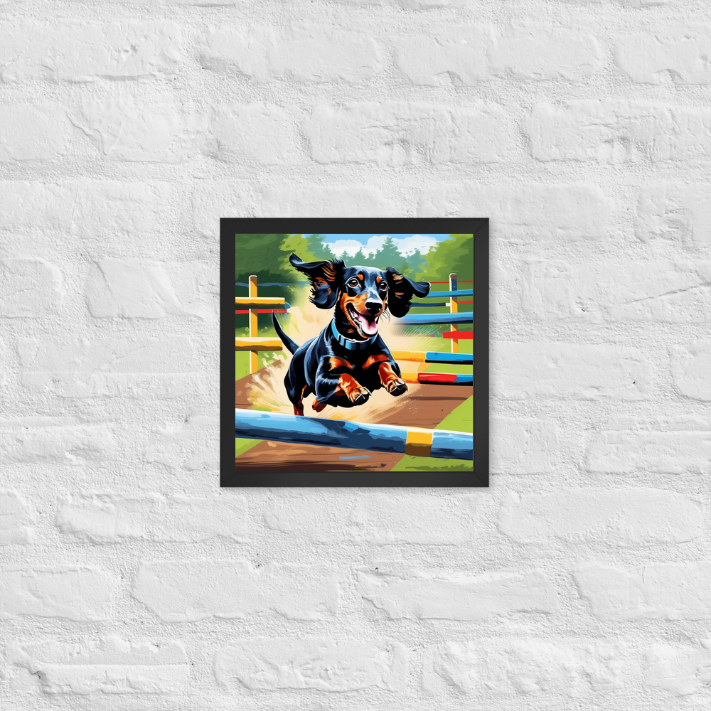 PugMug Custom Black Dachshund Framed Print