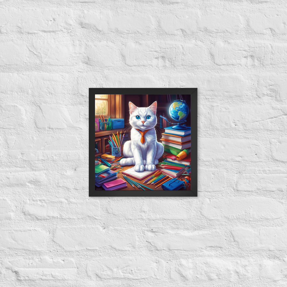 PugMug Custom White Companion Cat Framed Print