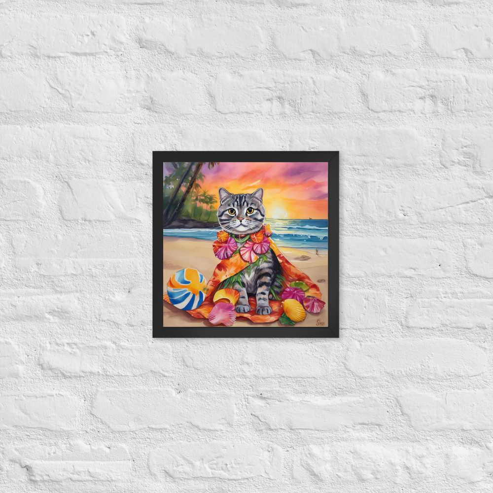 PugMug Custom Tabby Scottish Fold Cat Framed Print