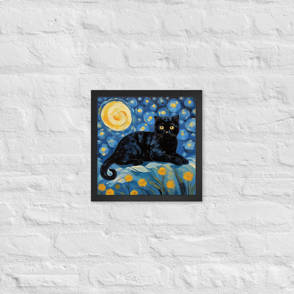 PugMug Custom Black Scottish Fold Cat Framed Print
