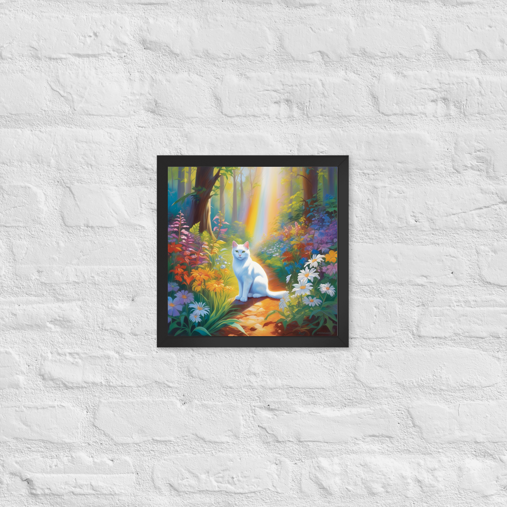 PugMug Custom White Companion Cat Framed Print