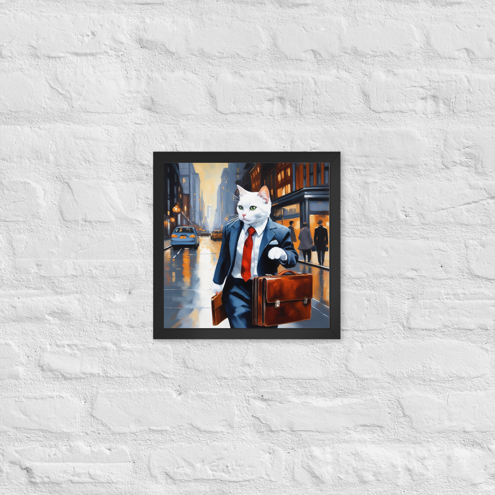 PugMug Custom White Companion Cat Framed Print