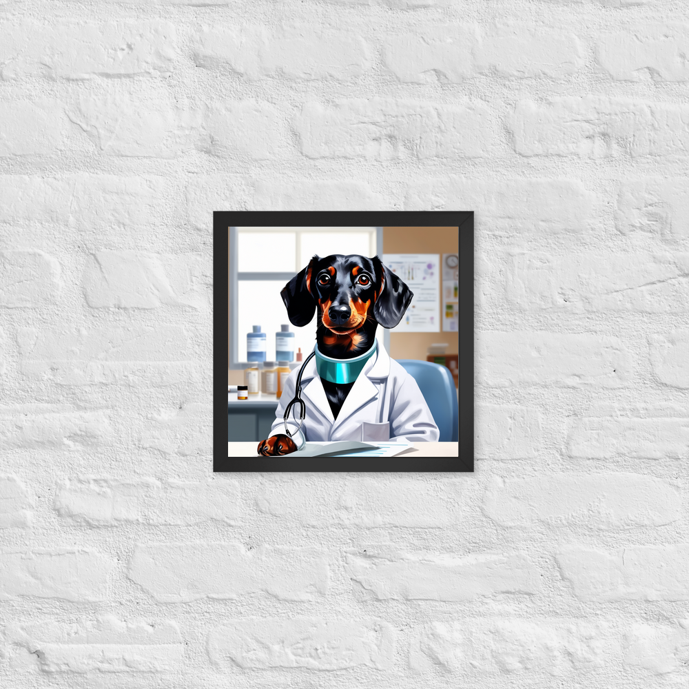 PugMug Custom Black Dachshund Framed Print