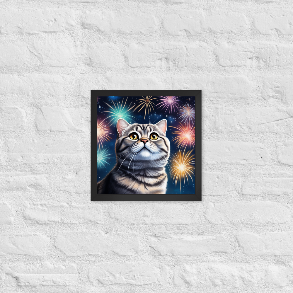 PugMug Custom Tabby Scottish Fold Cat Framed Print
