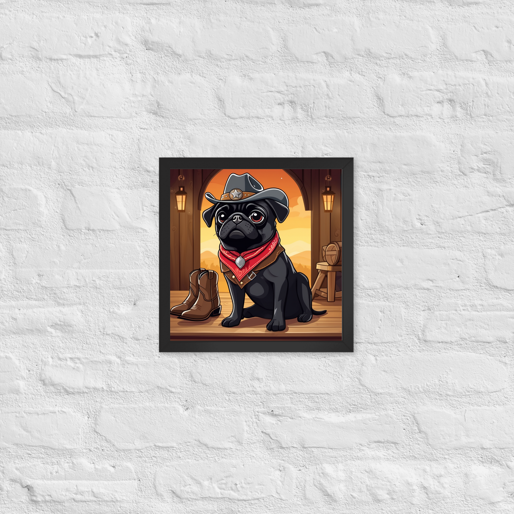 PugMug Custom Black Pug Framed Print