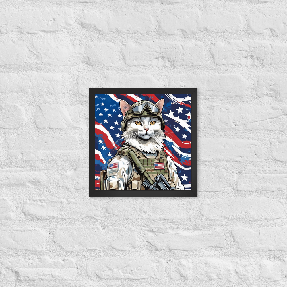 PugMug Custom White Companion Cat Framed Print