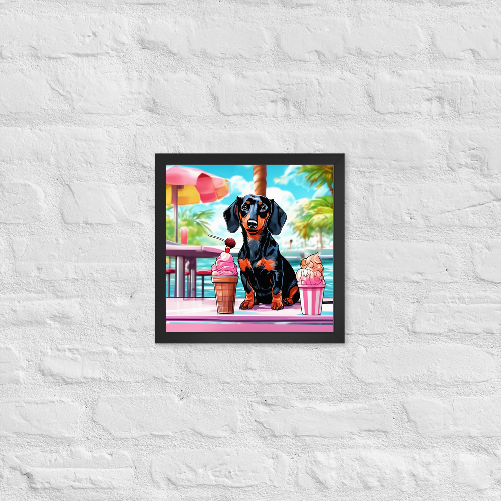 PugMug Custom Black Dachshund Framed Print