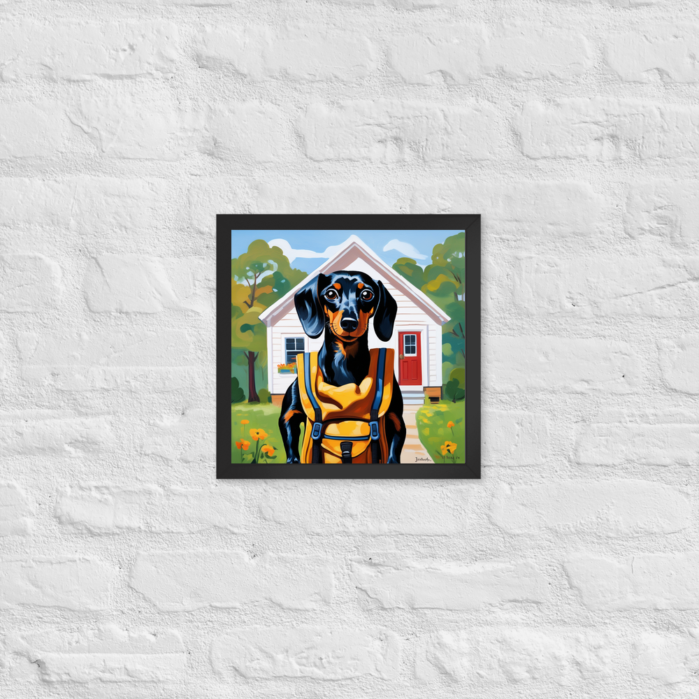 PugMug Custom Black Dachshund Framed Print