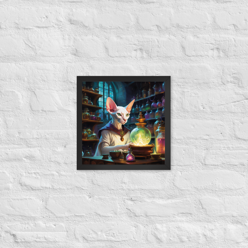 PugMug Custom White Sphynx Cat Framed Print