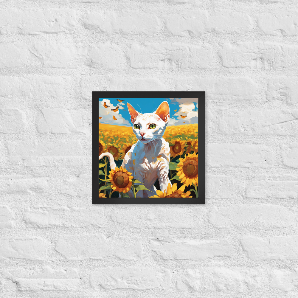 PugMug Custom White Devon Rex Cat Framed Print