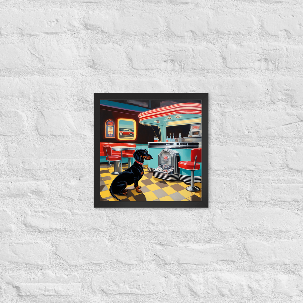 PugMug Custom Black Dachshund Framed Print