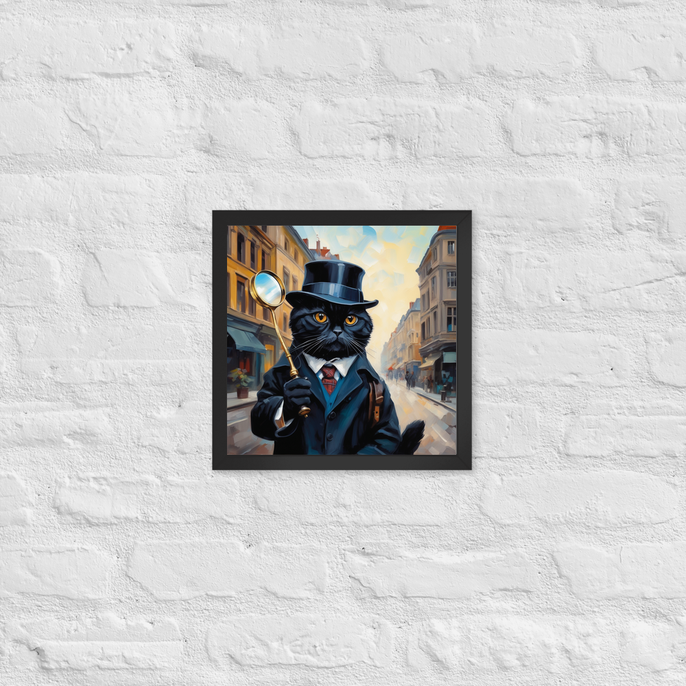 PugMug Custom Black Scottish Fold Cat Framed Print