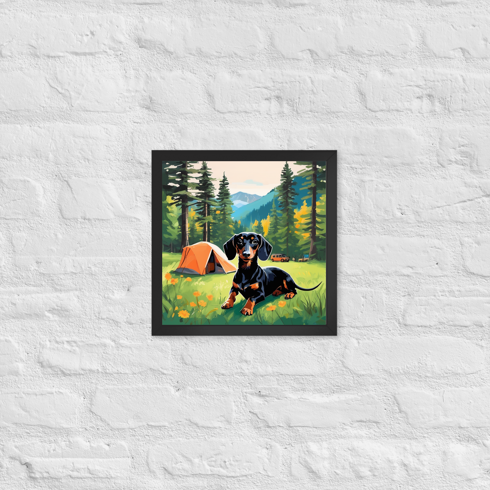 PugMug Custom Black Dachshund Framed Print