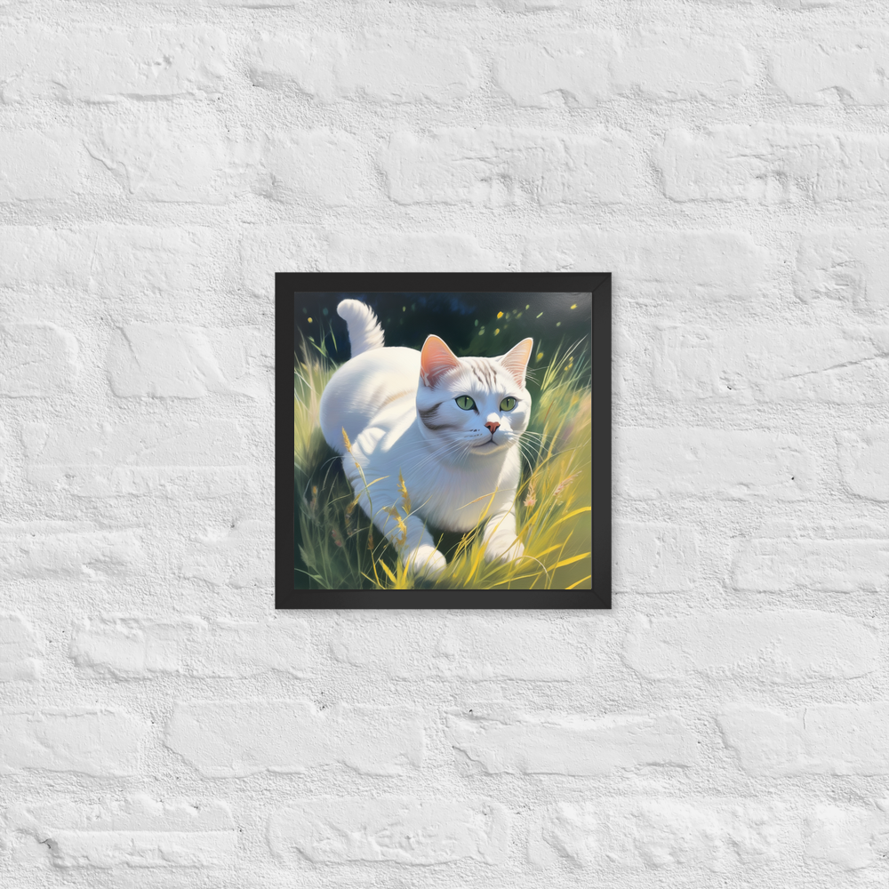 PugMug Custom White American Shorthair Cat Framed Print