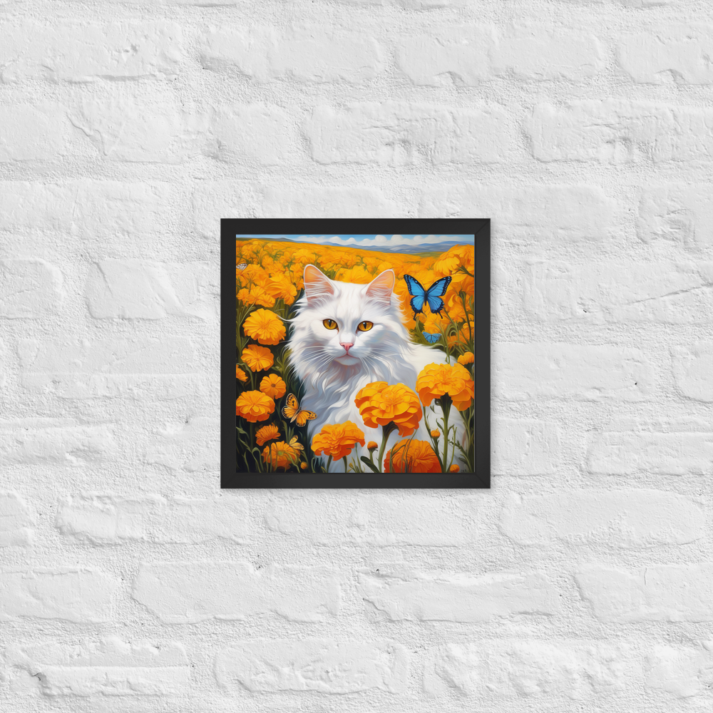 PugMug Custom White Companion Cat Framed Print