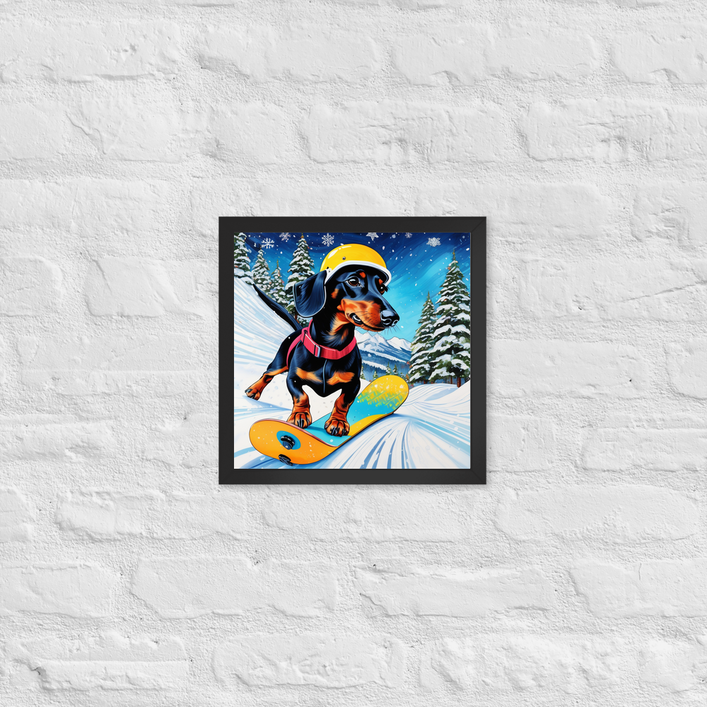 PugMug Custom Black Dachshund Framed Print