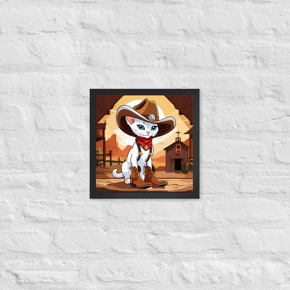 PugMug Custom White Devon Rex Cat Framed Print