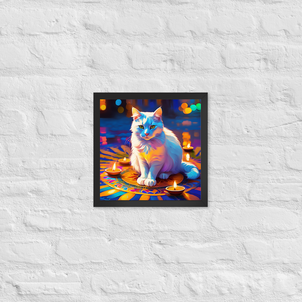 PugMug Custom White Companion Cat Framed Print