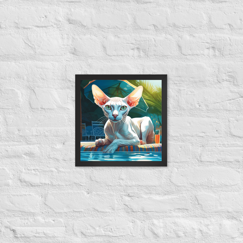 PugMug Custom White Sphynx Cat Framed Print