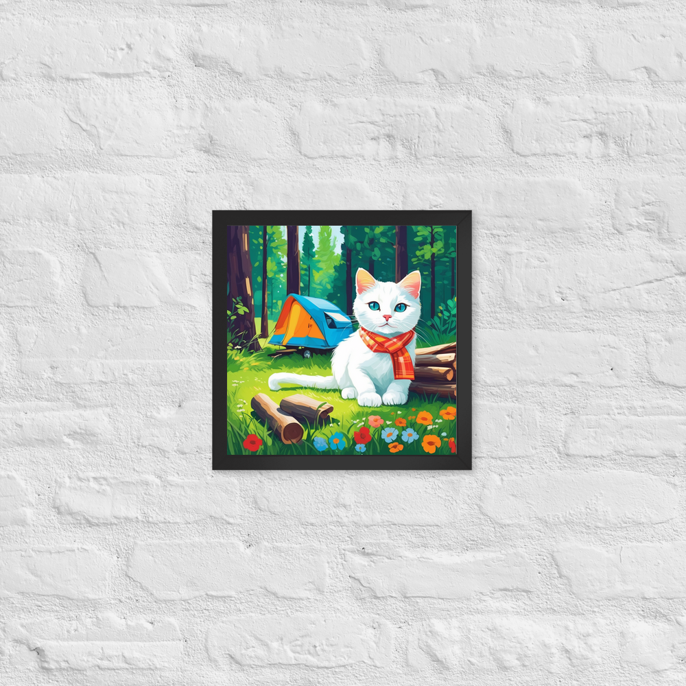 PugMug Custom White Companion Cat Framed Print