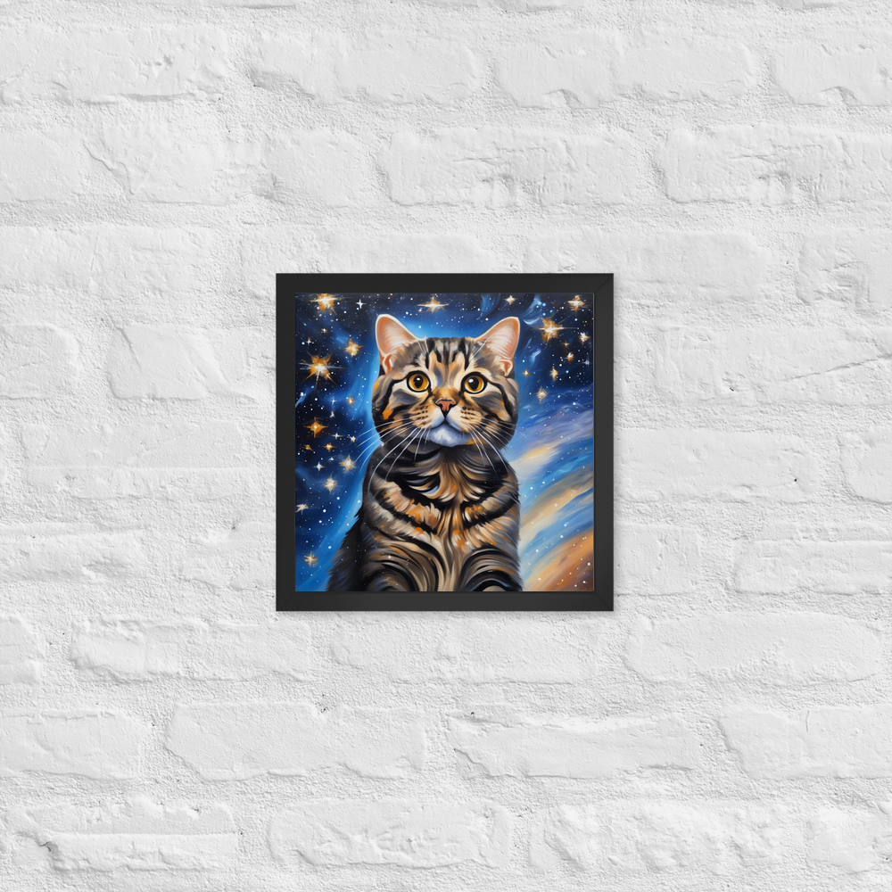 PugMug Custom Tabby Scottish Fold Cat Framed Print