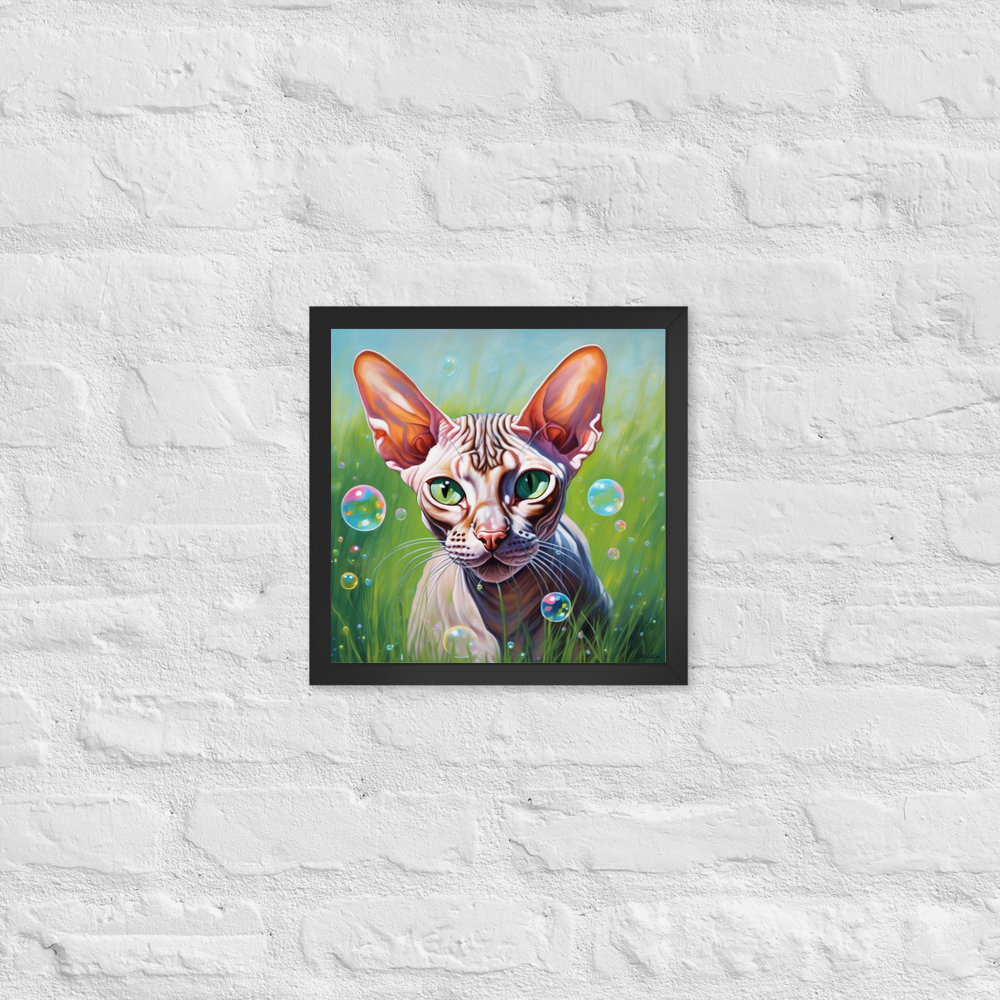 PugMug Custom Tabby Sphynx Cat Framed Print