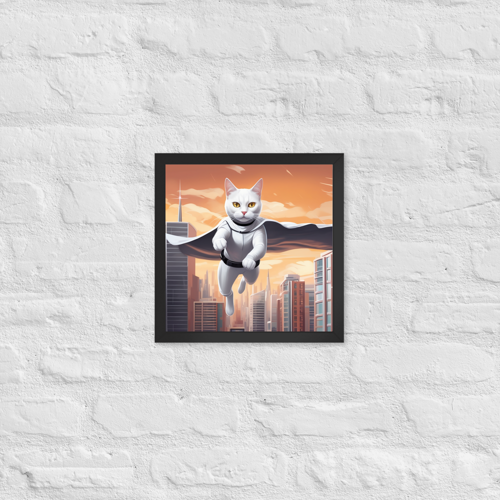 PugMug Custom White Companion Cat Framed Print
