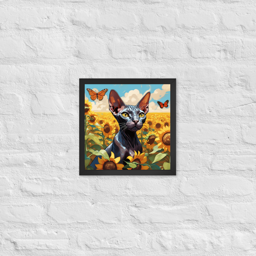PugMug Custom Black Sphynx Cat Framed Print