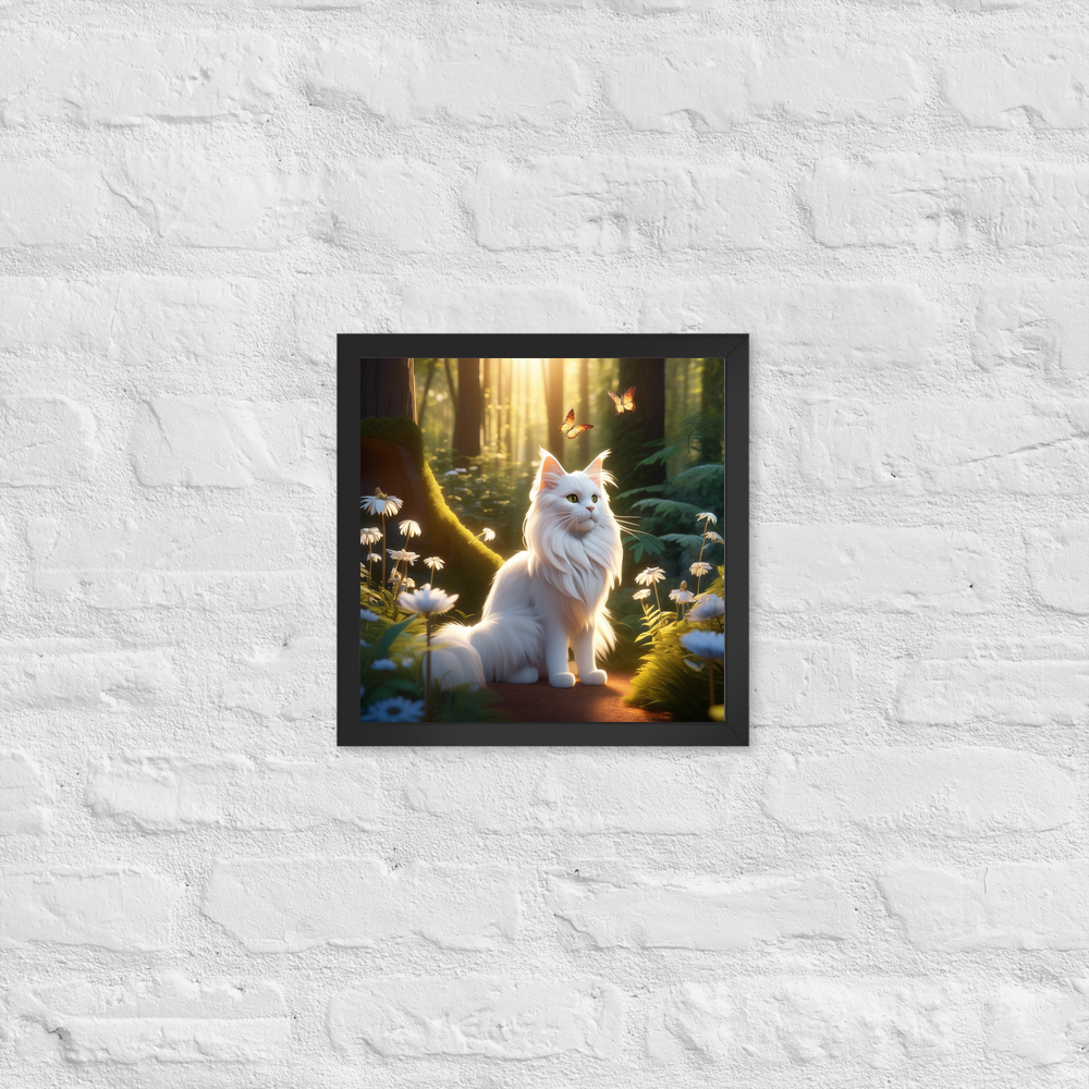 PugMug Custom White Maine Coon Cat Framed Print