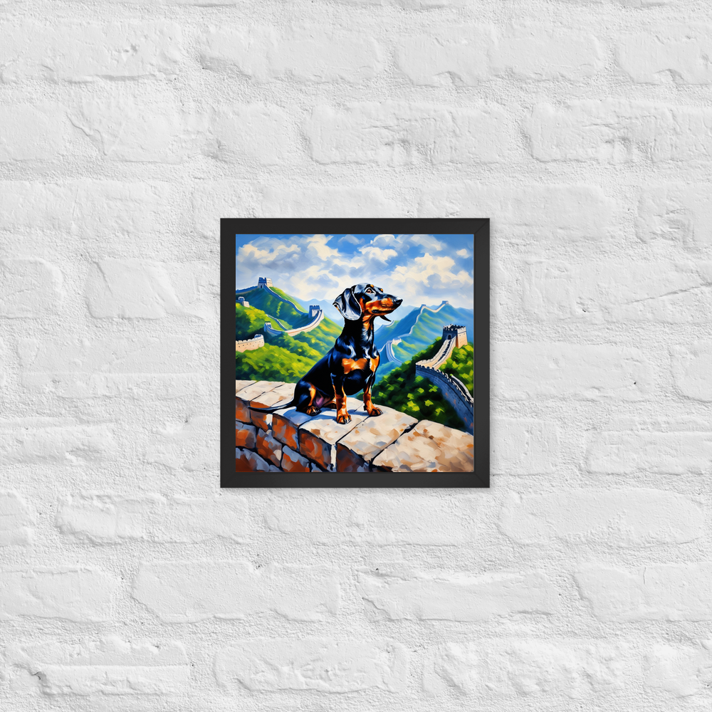 PugMug Custom Black Dachshund Framed Print