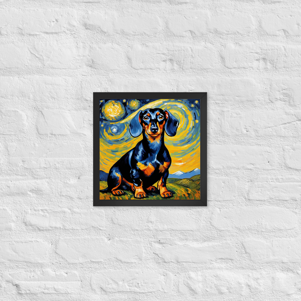PugMug Custom Black Dachshund Framed Print